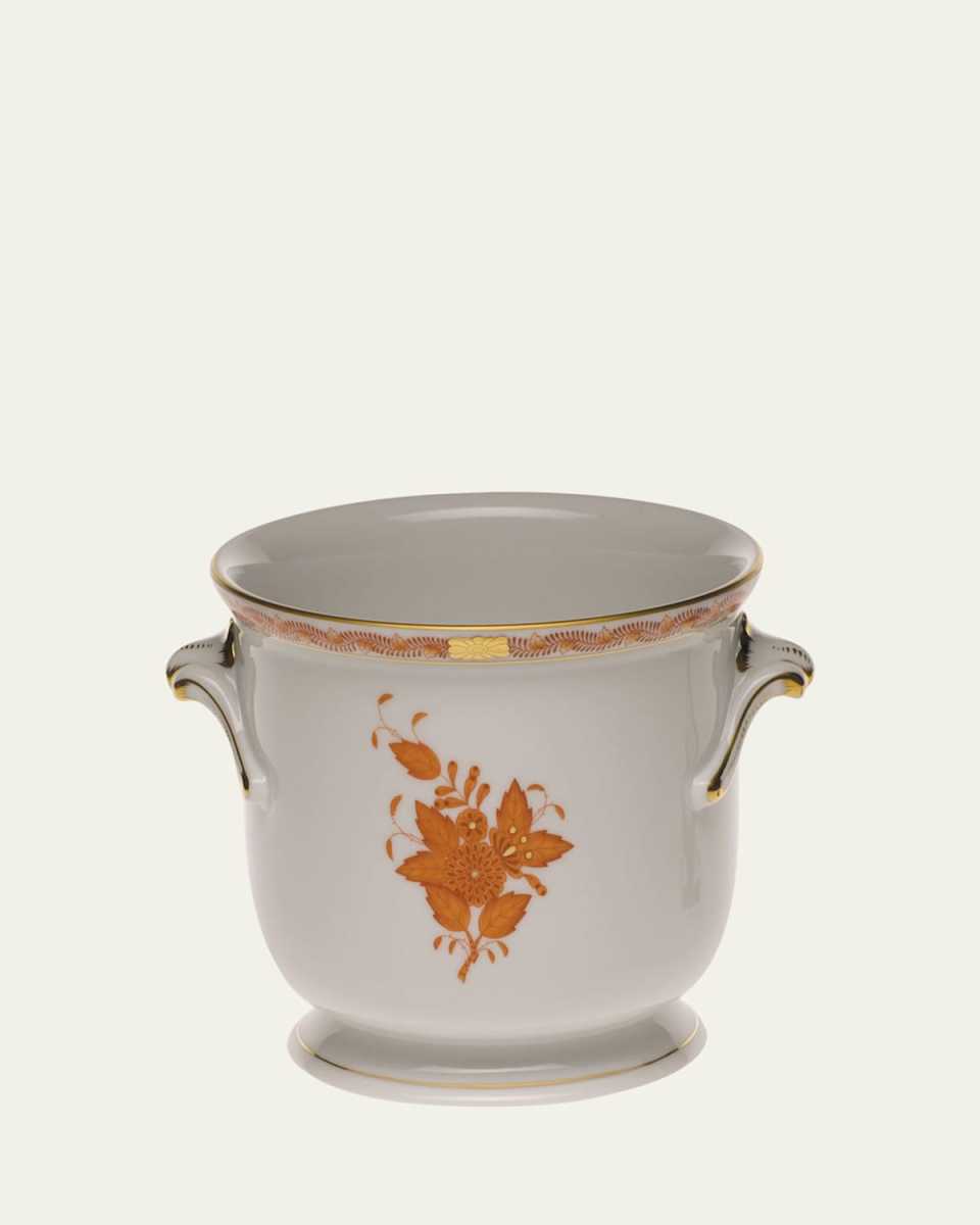 Chinese Bouquet Rust Small Cache Pot
